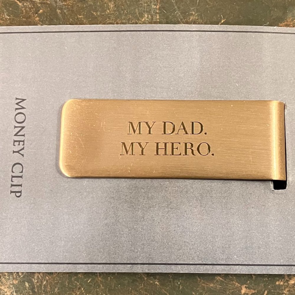 Mary Square Engraved "My Dad, My Hero" Money Clip